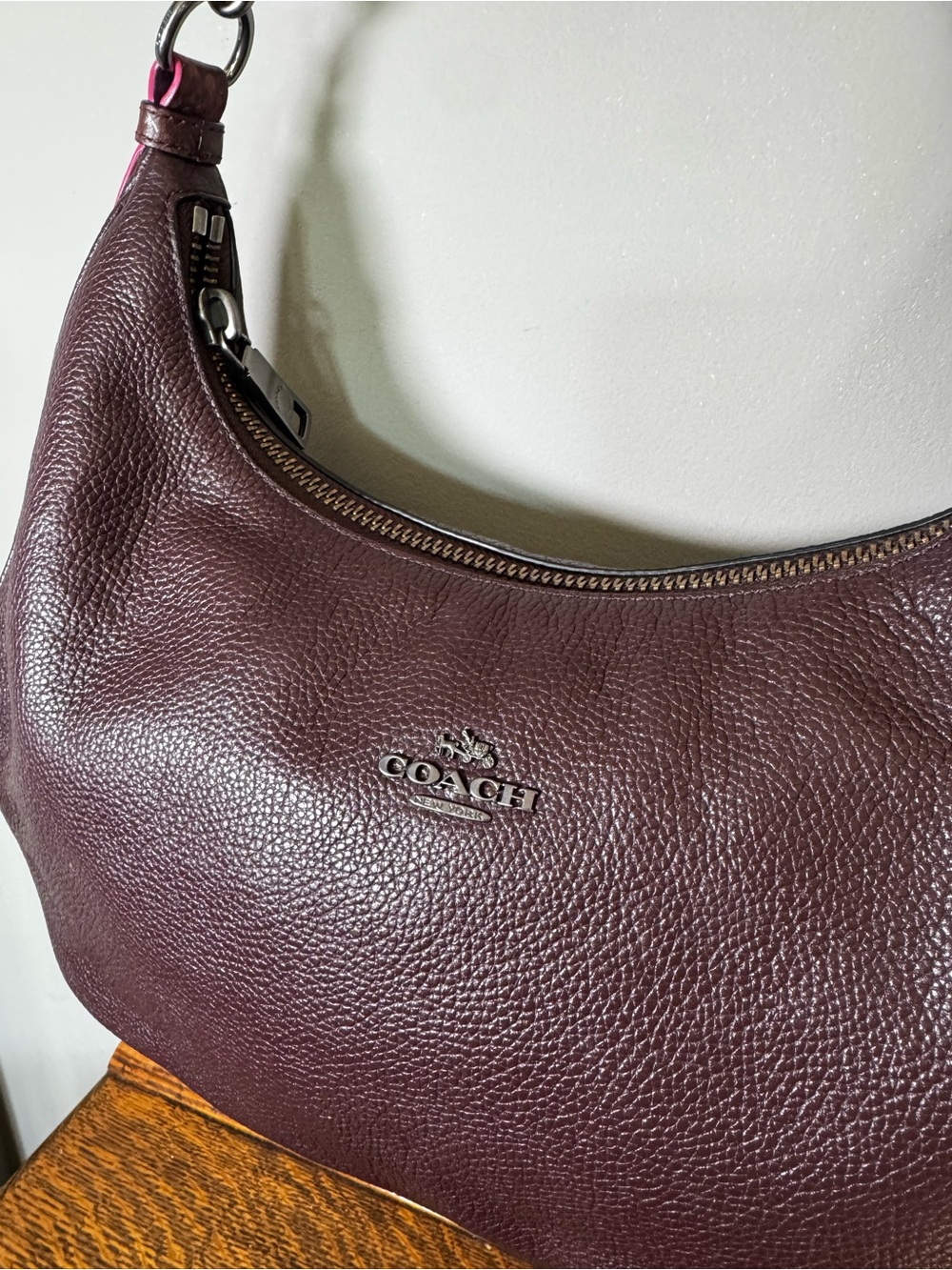Coach Pebbled Leather Plum Hobo Shoulder Bag F29817 - Picture 2 of 14
